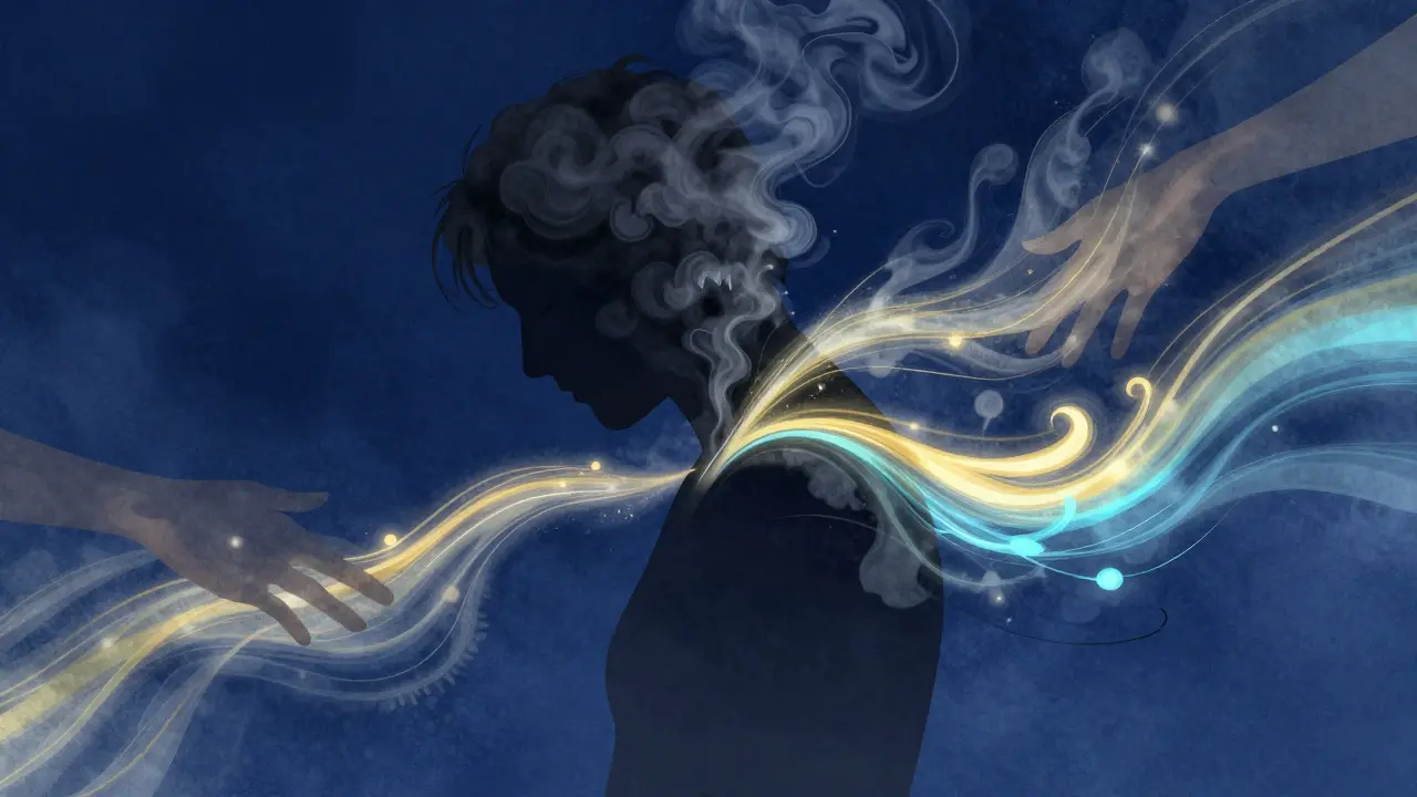 Illustration conceptuelle de la libération du stress et des tensions musculaires.