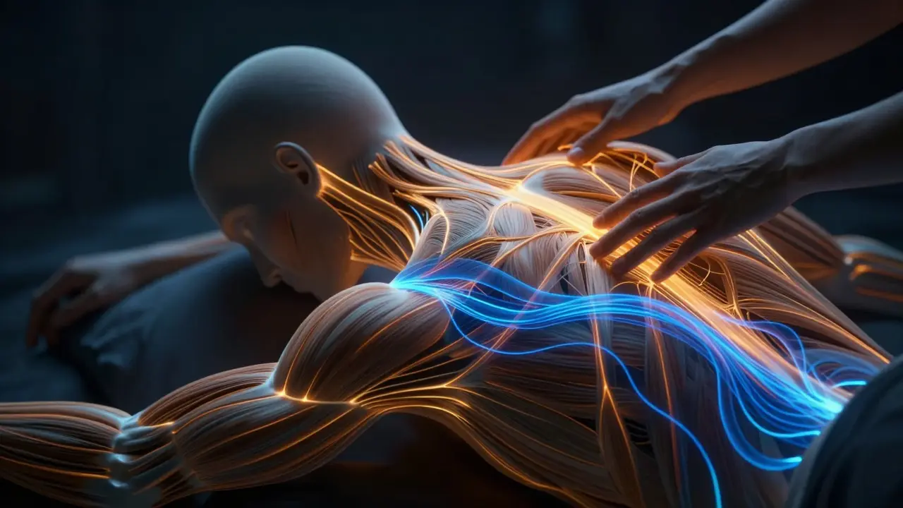 Représentation conceptuelle de la libération des tensions musculaires et de la circulation.