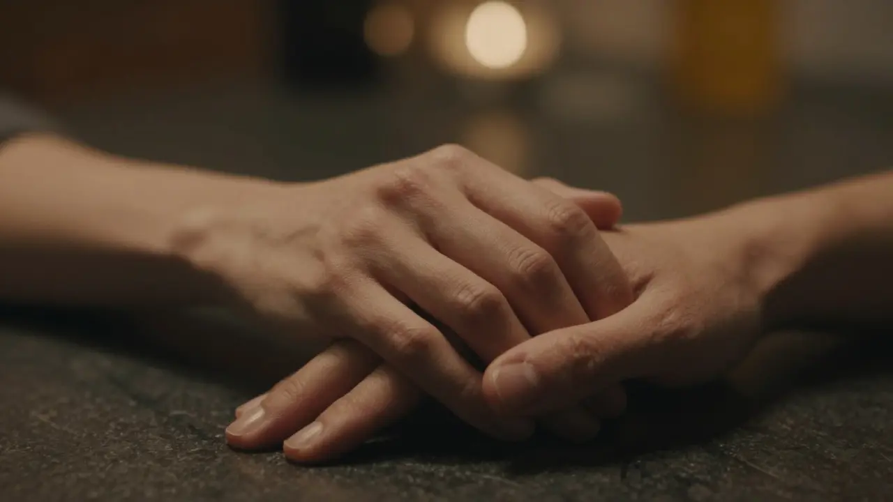 Mains entrelacées symbolisant l'intimité et la complicité en couple