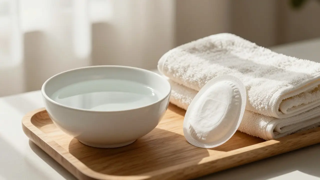 Scène épurée d'hygiène avec l'enveloppe réutilisable Tenga