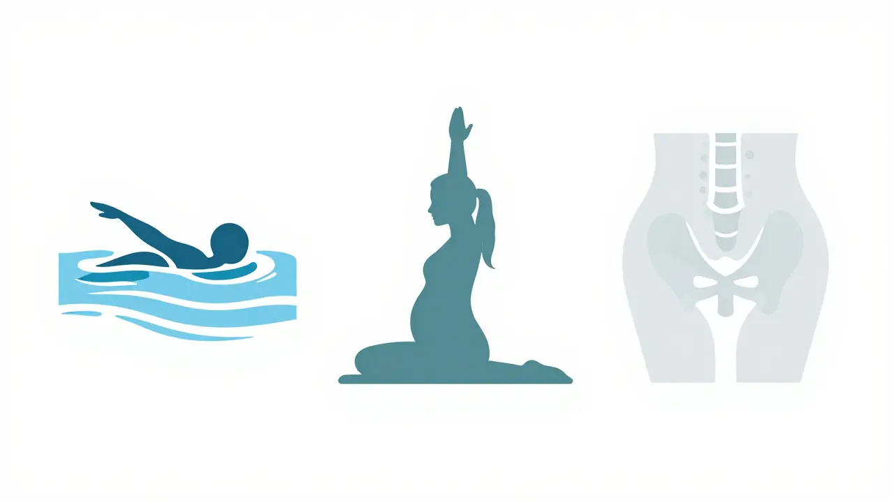 Illustration minimaliste de la natation, du yoga et de la chiropraxie