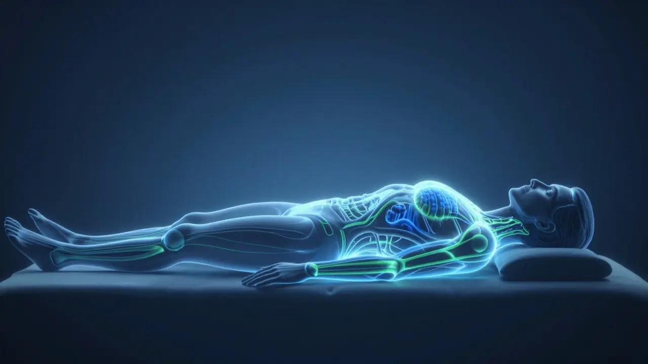 Silhouette lumineuse illustrant les bienfaits circulatoires du massage